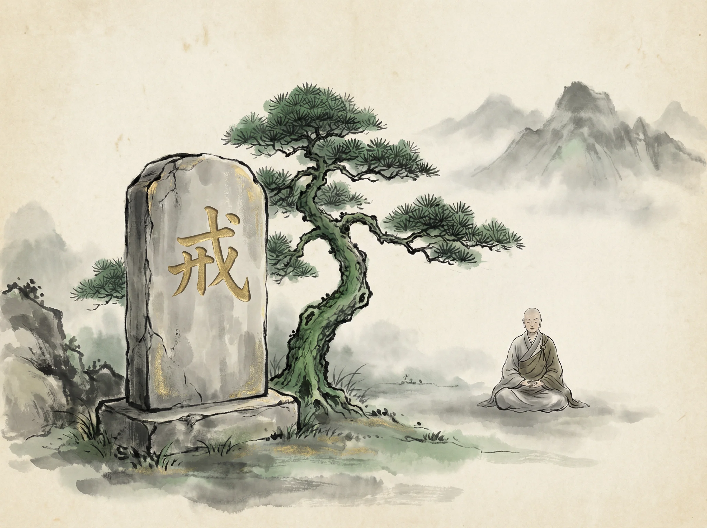 pg电子模拟负责任博弈戒字石碑青松禅意